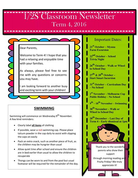 Newsletter Templates For Teachers Free