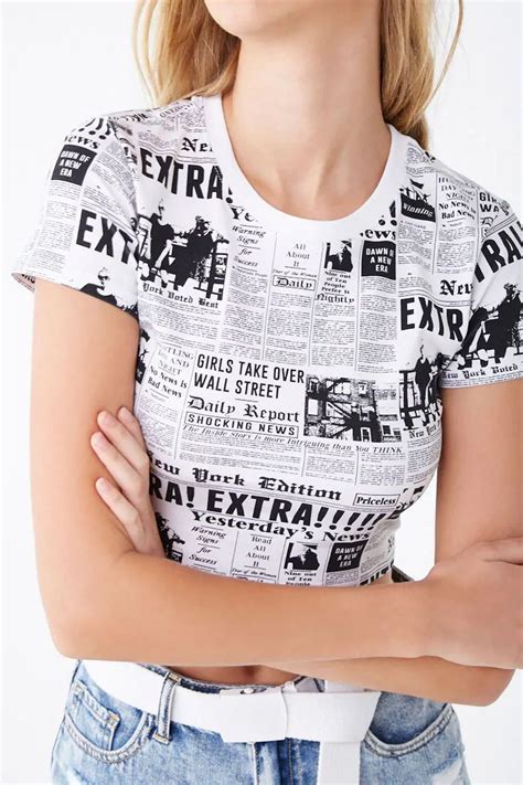 Get Noticed With Our Trendy Newspaper Print Tops - Shop Now!