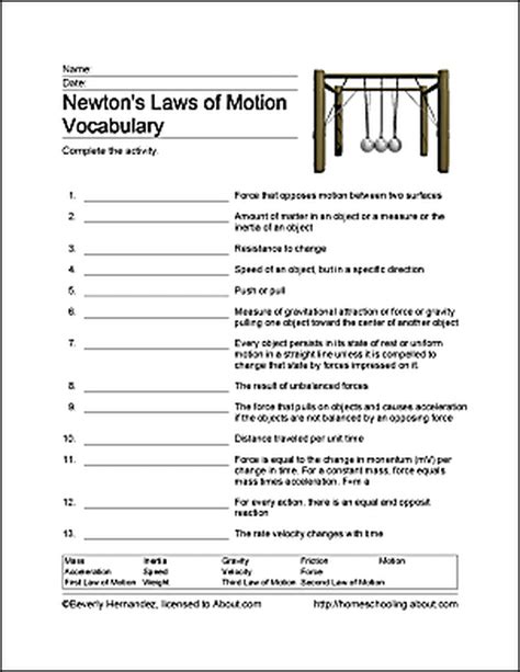 Newtons 3rd Law Of Motion Worksheet