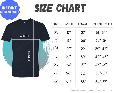 Next Level Tee Size Chart