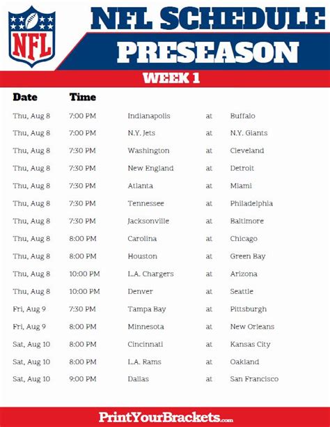 Nfl Schedule 2022 One Page Printable
