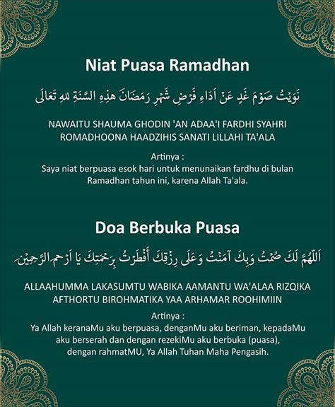 Niat Puasa Dan Buka Puasa Ramadhan
