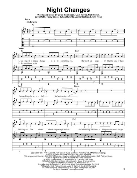 Night Changes Chord Gitar