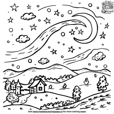 Night Sky Coloring Page