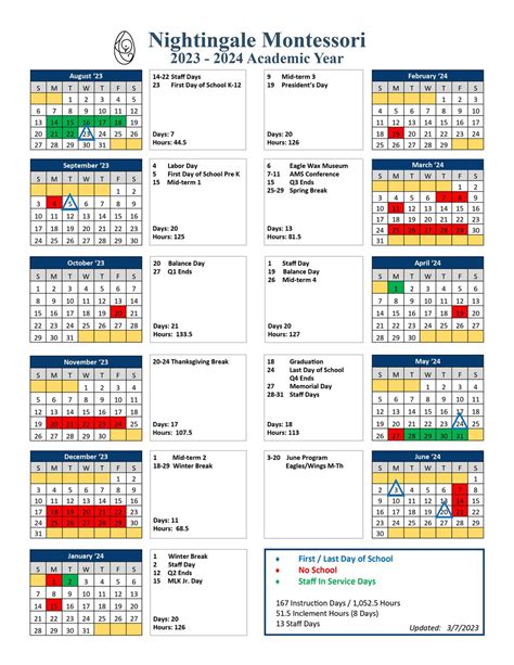 Nightingale Academic Calendar