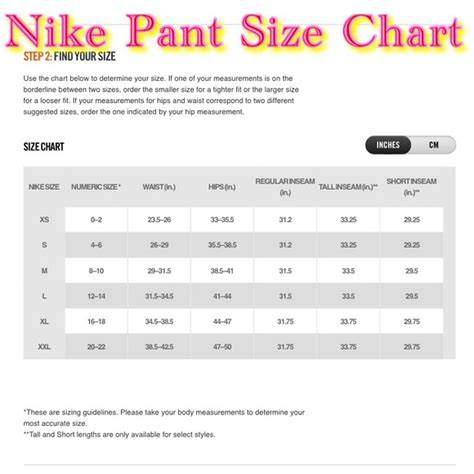 Nike Sweatpants Size Chart