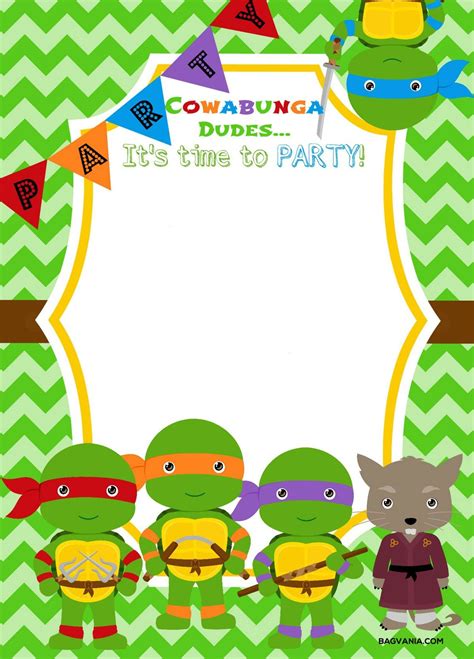 Ninja Turtle Birthday Invitation Template