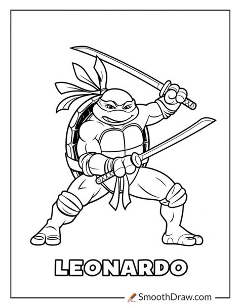 Ninja Turtle Coloring Pages Leonardo