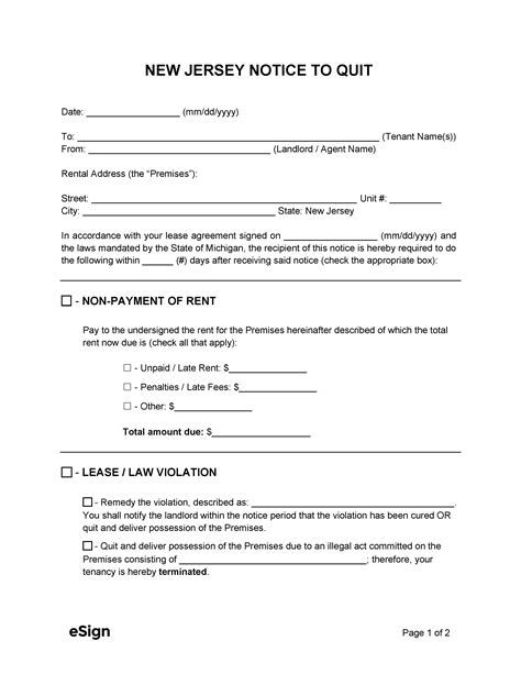 Nj Eviction Notice Template