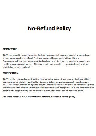 No Refunds Policy Template