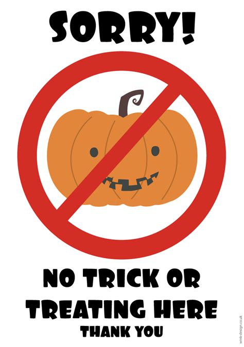 No Trick Or Treating Sign Printable