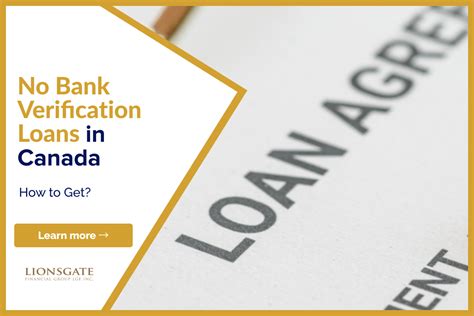 No Bank Verification Loans Canada