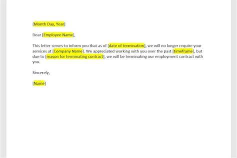 No Longer Employed Letter Sample