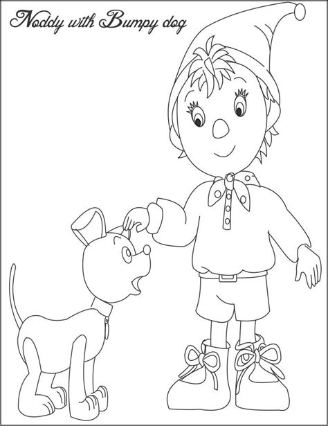 Noddy With Bumpy Dog Coloring Page