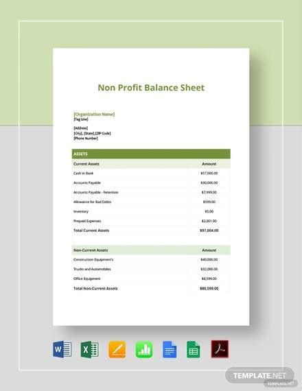 Nonprofit Balance Sheet Template