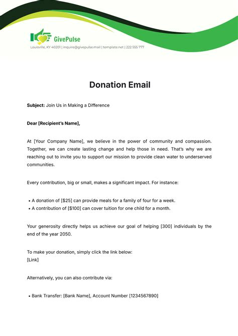 This is a fundraising letter template for a corporate donation request. Donation letter