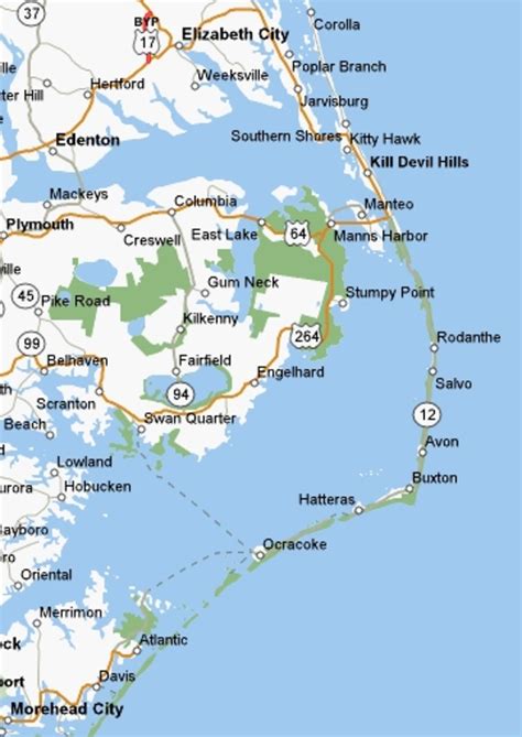 North Carolina Outer Banks Islands Map