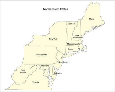 Northeast Us Map Printable