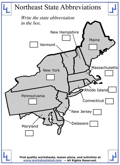 Northeast States And Capitals Worksheet