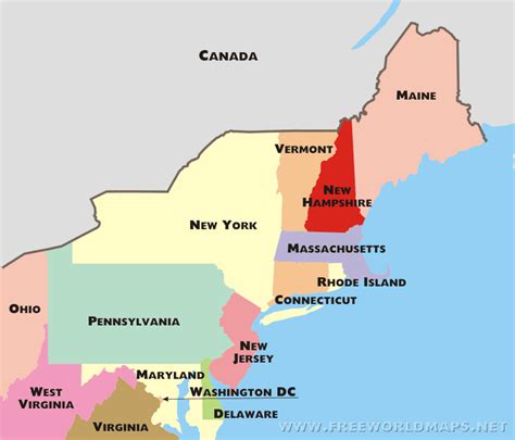Northeastern Map Of Us