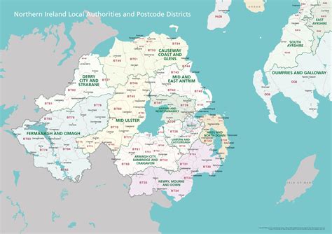 NorthernIrelandlocalauthoritiesandpostcodesposterpreview Maproom