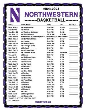 Northwestern Basketball Schedule 2024