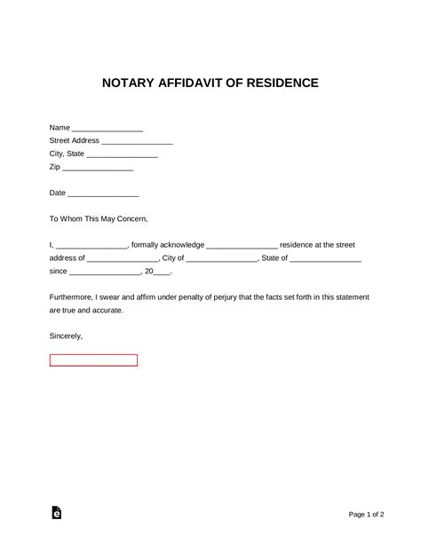 Notarized Letter Of Residency Template
