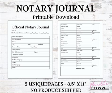 Notary Record Book Printable