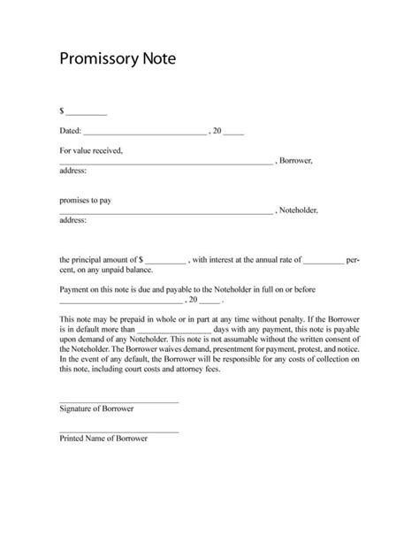 Note Payable Agreement Template Template 1 Resume Examples xz208Zj2ql