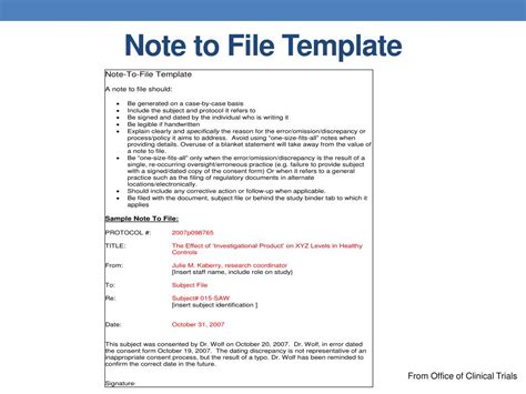 Note-To-File Template