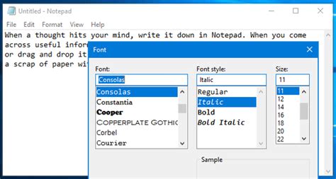Customizing Notepad Windows 10