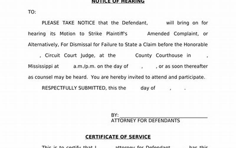 Notice Of Hearing