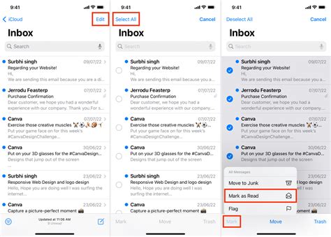 Notifications, and using the app to read emails