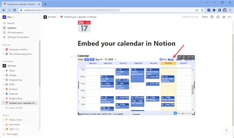 Notion Embed Google Calendar
