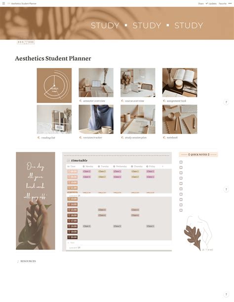 Notion Student Template Aesthetic