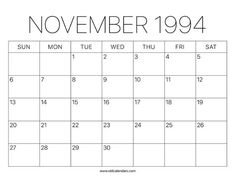 Nov 1994 Calendar