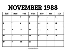 Nov 1988 Calendar
