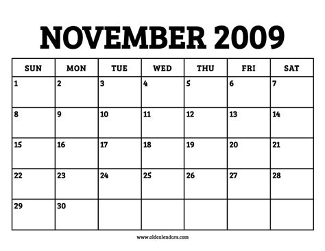 Nov 2009 Calendar