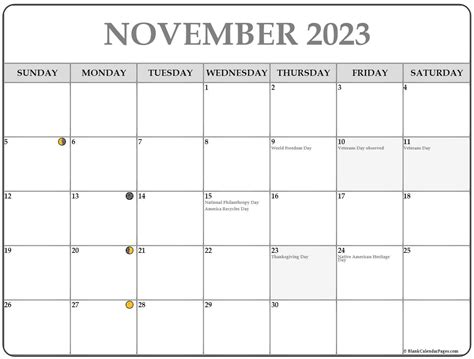 NOVEMBER 2023 CALENDAR OF THE MONTH FREE PRINTABLE NOVEMBER CALENDAR