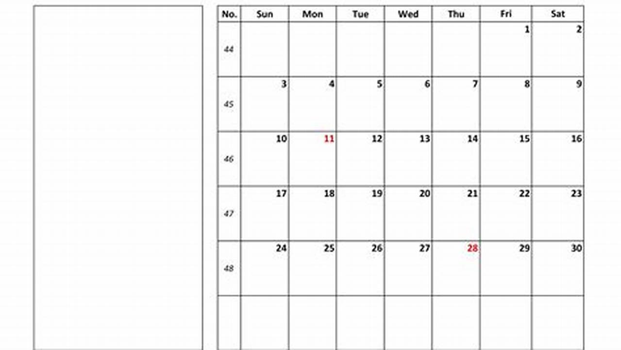 November 2024 Calendar With Notes Printable