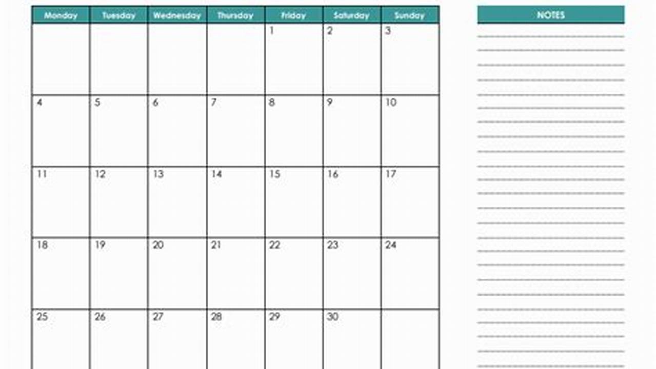 November 2024 Calendar With Notes