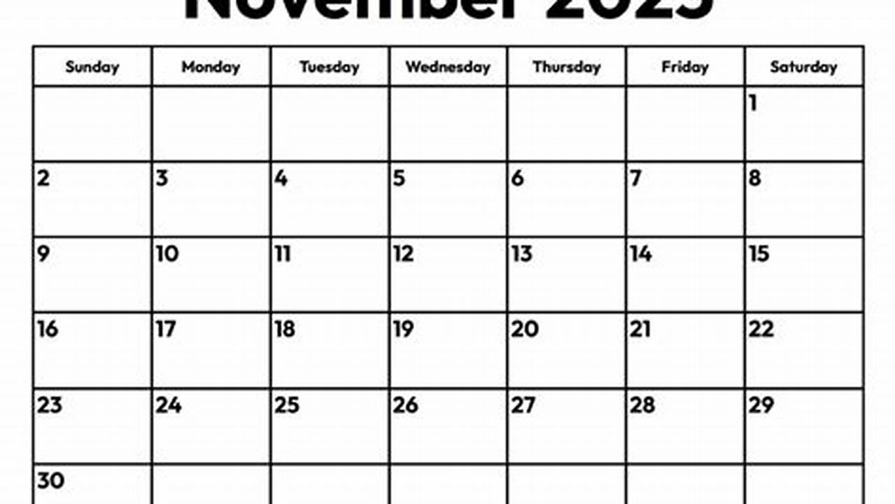 November 2025 Calendar For Excel 2025
