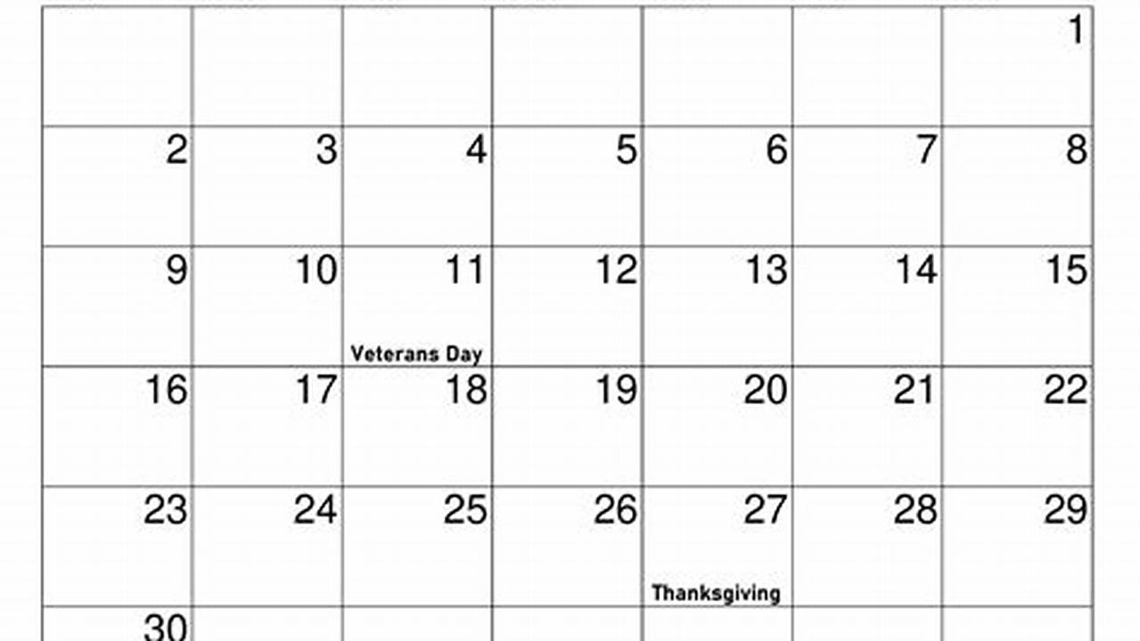 November 2025 Printable Calendar With Notes Template