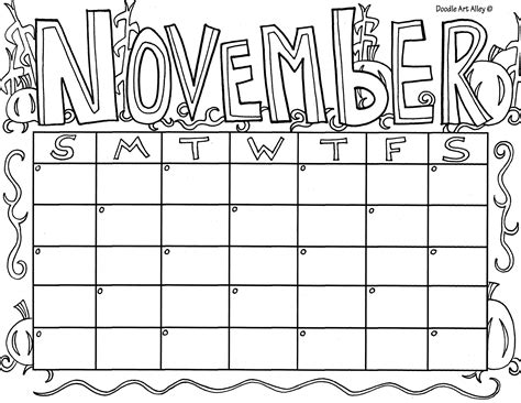 November Calendar Drawing Ideas