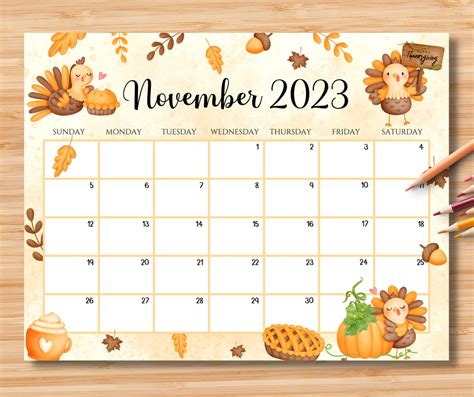 November Decorated Calendar
