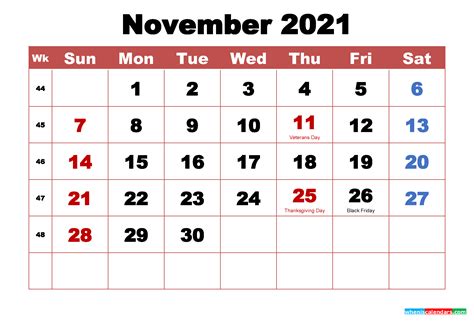 November 07 Calendar