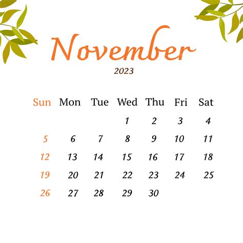 Collection of November 2023 photo calendars with image filters.