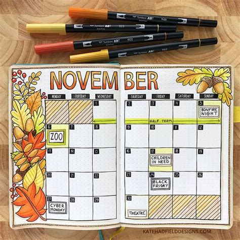 November Bullet Journal Calendar