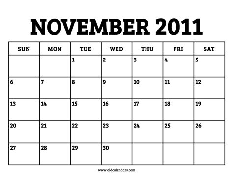 November Calendar 2011