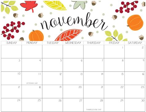 November Cute Calendar